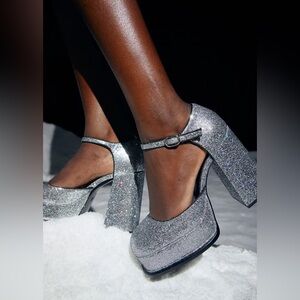 H&M | Glitter Mary Jane Block Heels